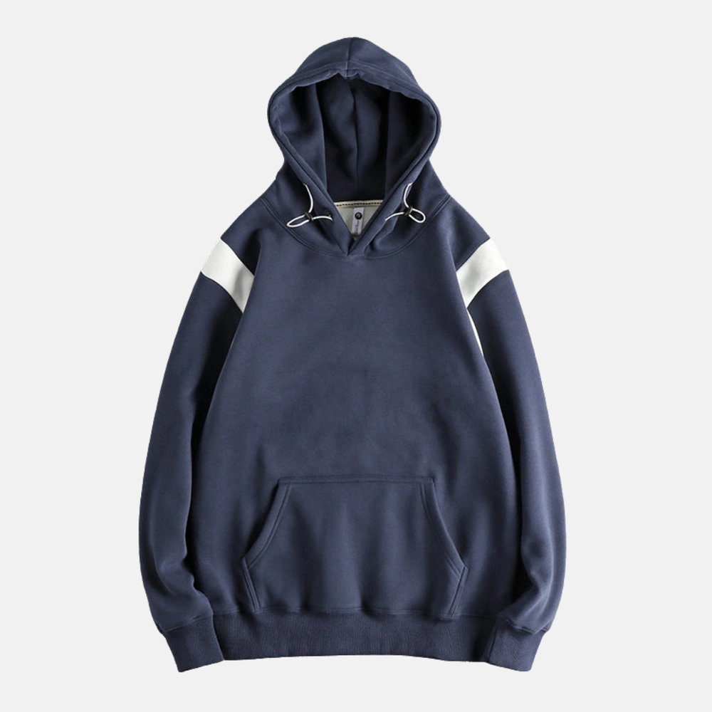 Men's Colorblock Oversized Hoodie with Drawstring Blue