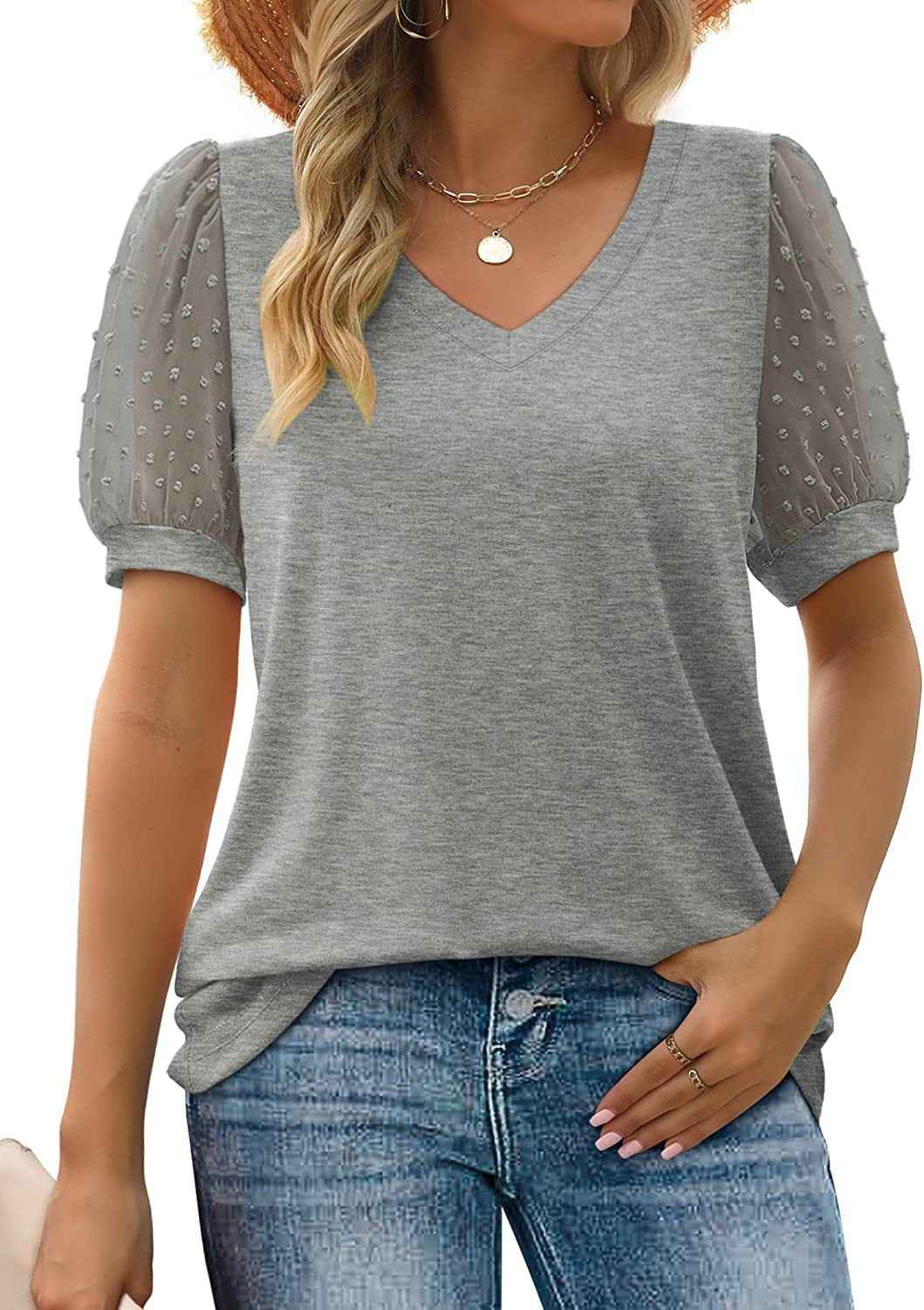 Janne | V-Neck Sleeve Belly Cover Top for Everyday Elegance Grey