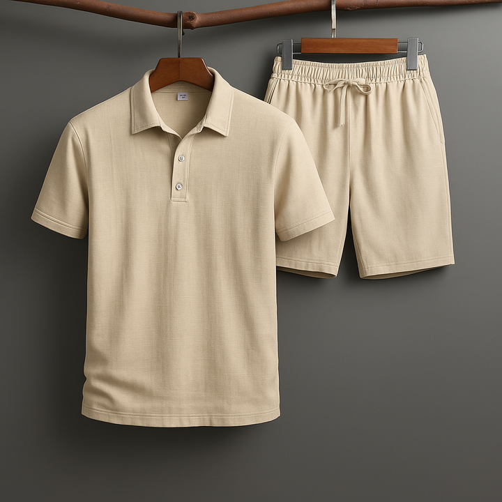Oslo Linen Polo Outfit Sand