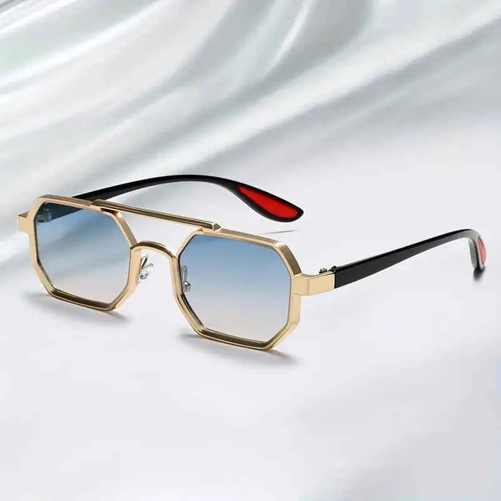 Stylish Panorama Sunglasses for Ultimate UV Protection Gold Blue