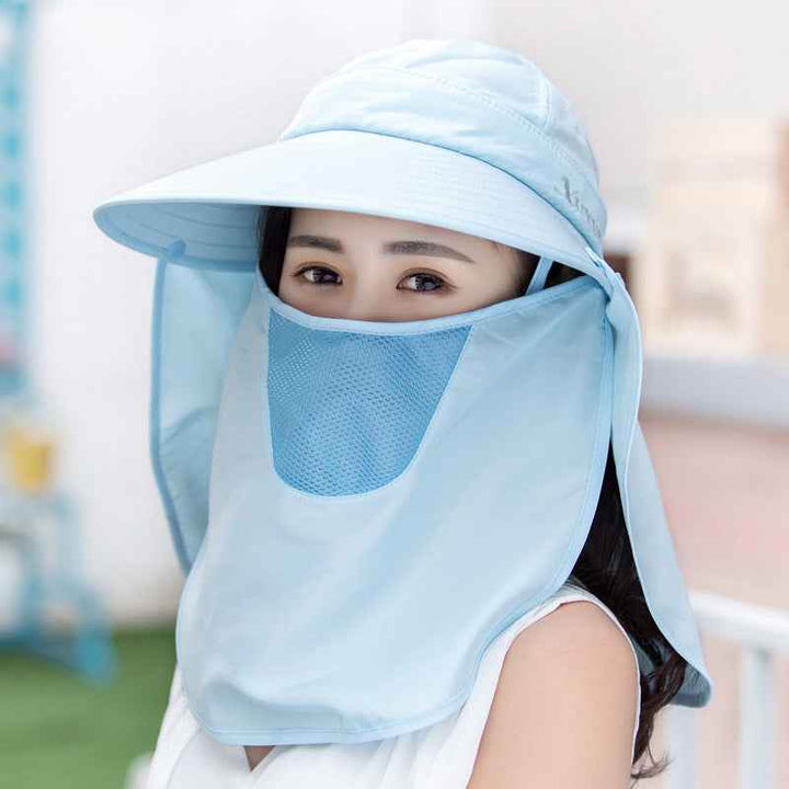Summer Women's Hats Korean Version Of The Tide Sun Hats Big Rim Bike Sun Hats Sun Hats Face UV Protection Hats Blue
