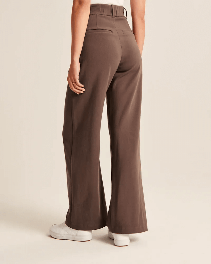 Jiska | Women's Stylish High Waist Wide Leg Trousers - Trendy & Comfy