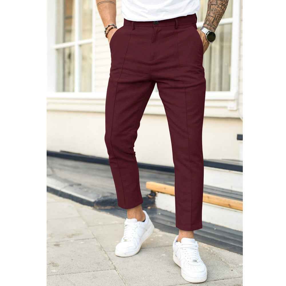 Men's Casual Elegant Leisure Pants Wijn Rood
