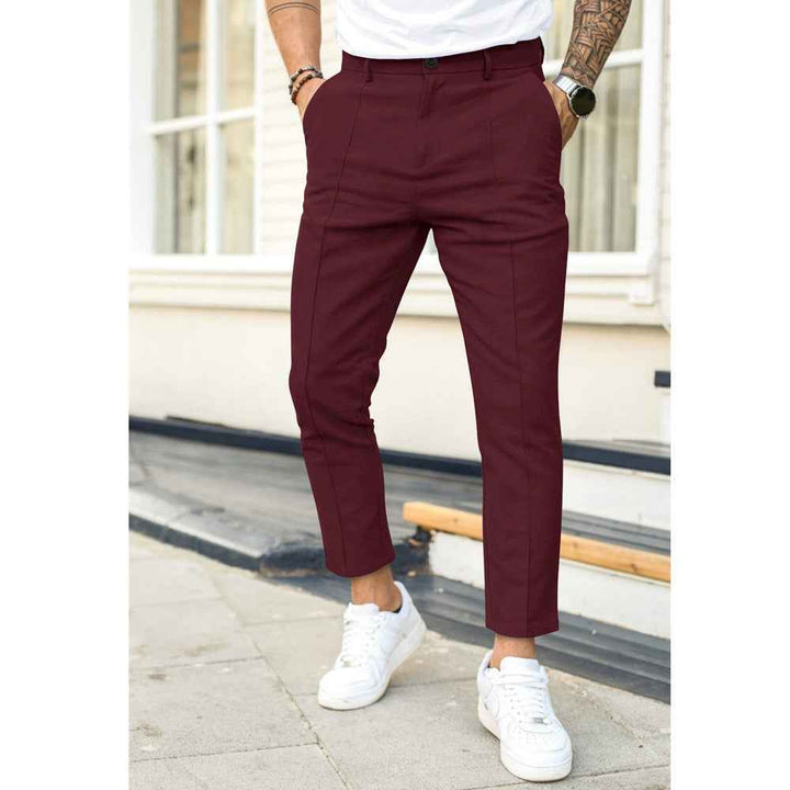 Men's Casual Elegant Leisure Pants Wijn Rood