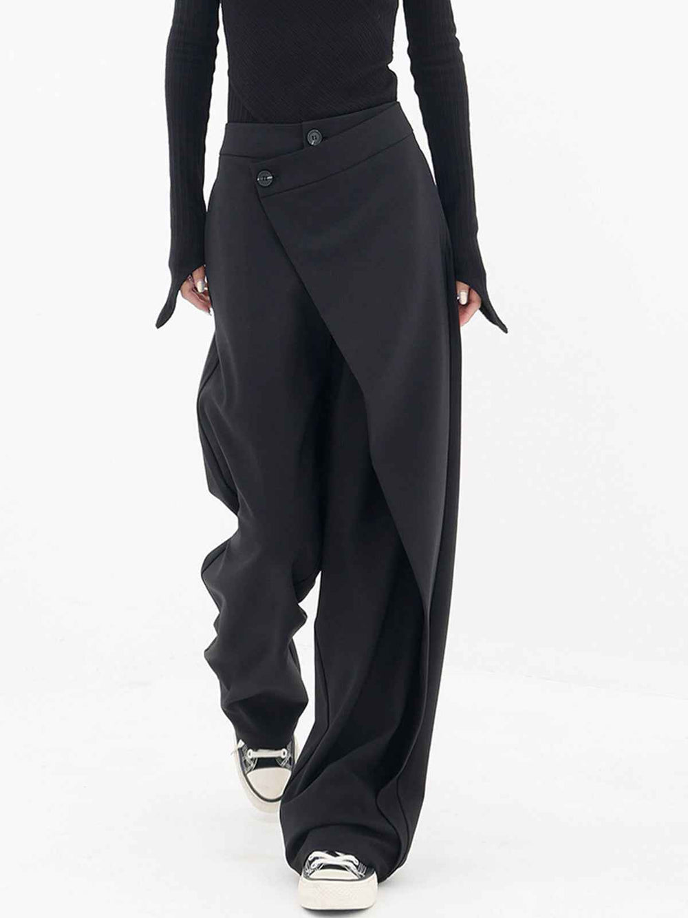 Women's High Waist Asymmetrical Wide Leg Pants - Elegant Fit