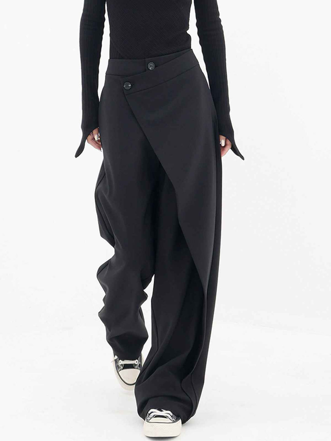 Women's High Waist Asymmetrical Wide Leg Pants - Elegant Fit