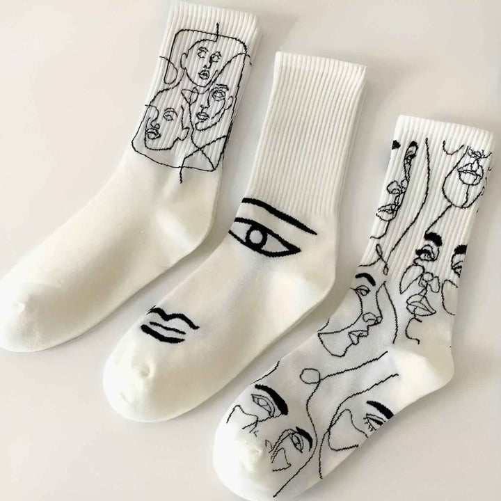 Abstract Line Art Socks - Unique Hypnotic Design