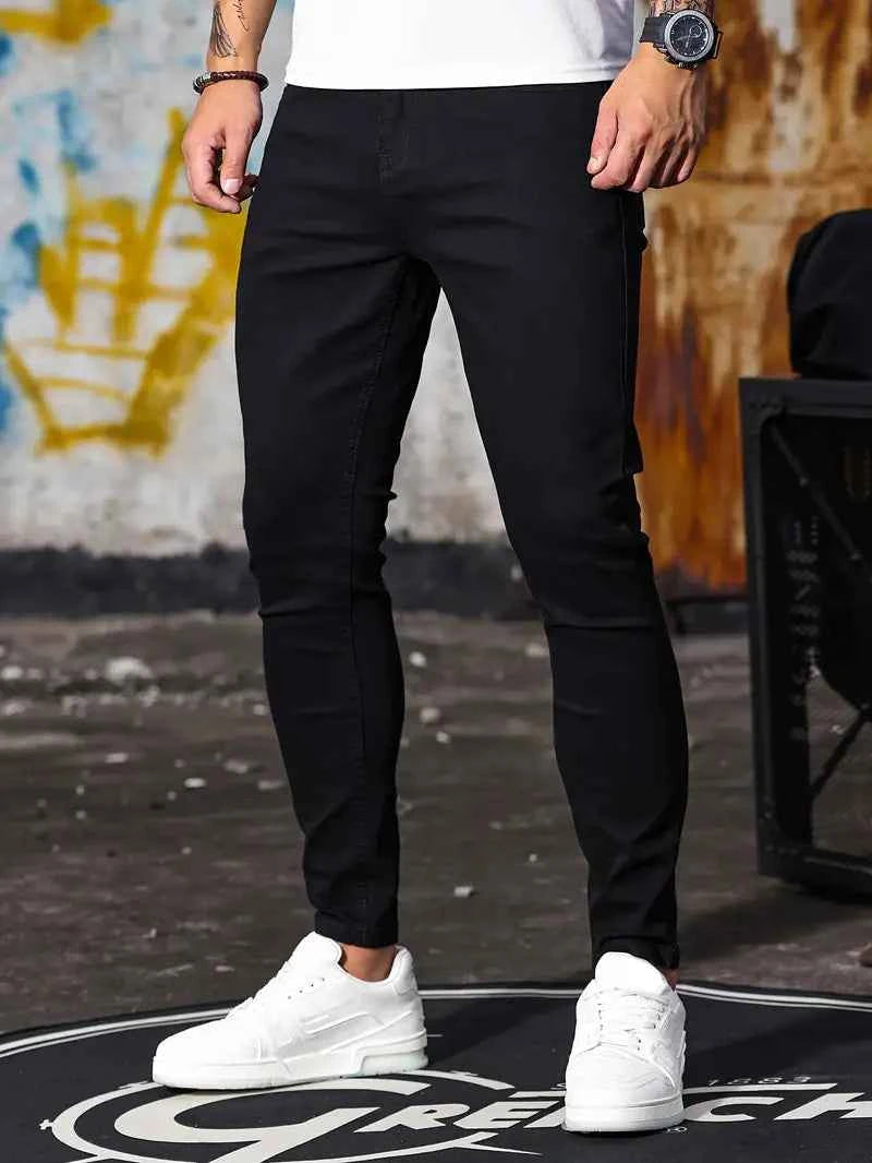 Men's Stretch Denim Skinny Jeans – Stylish & Comfortable Casual Wear Zwart