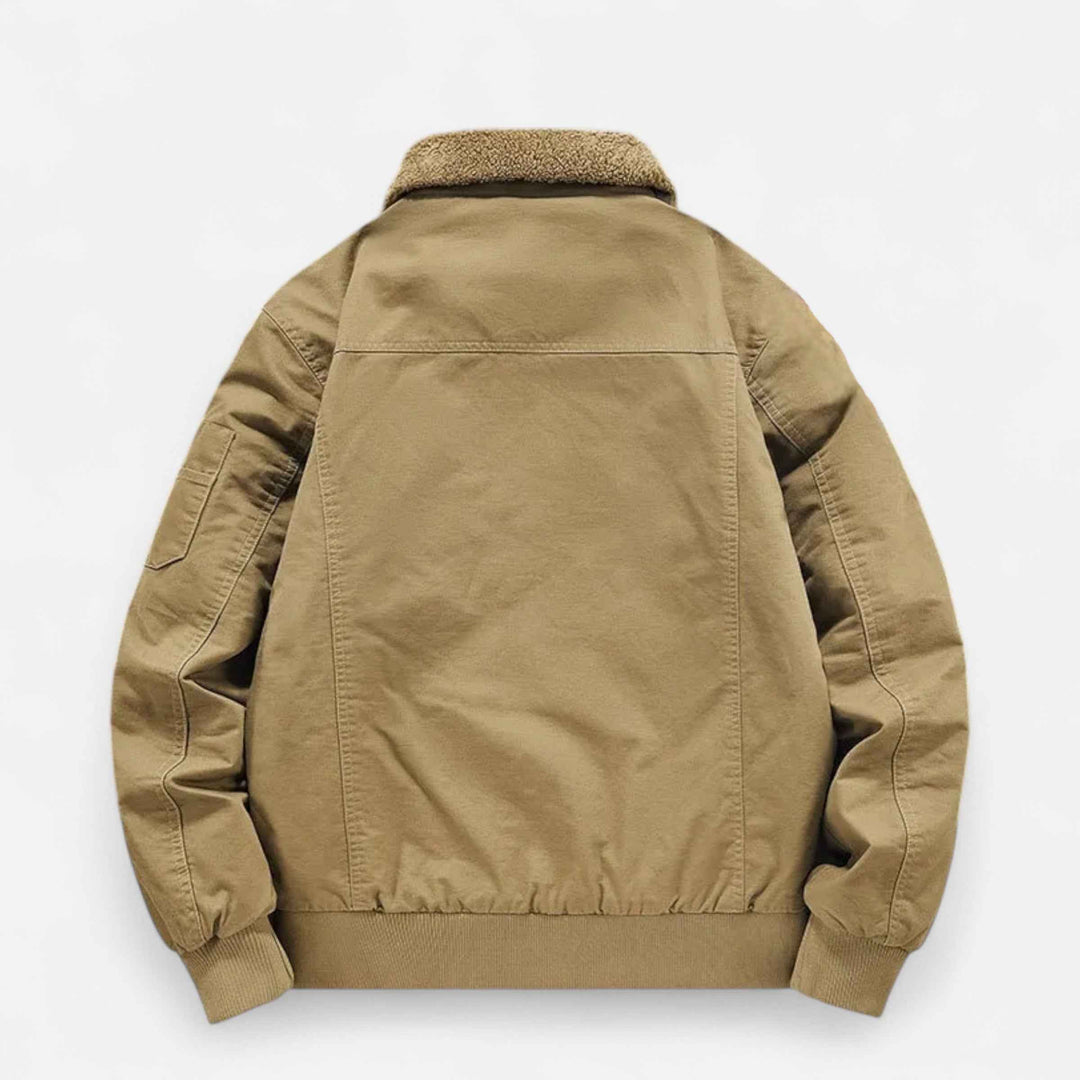 Men's Relaxed Fit Bomber Jacket with Lined Ribbed Cuffs
