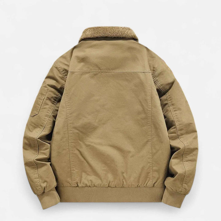 Men's Relaxed Fit Bomber Jacket with Lined Ribbed Cuffs
