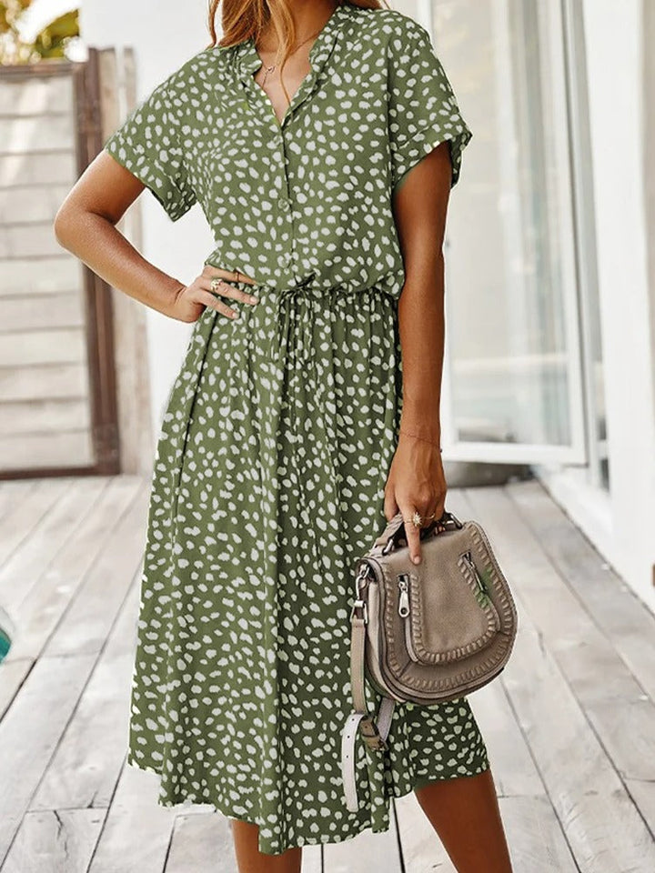 Elegant Lightweight Midi Summer Dress - Comfortable Style for Women Green