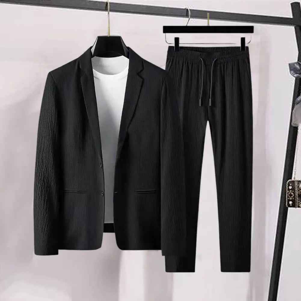 Men's Striped Pleat Blazer Suit