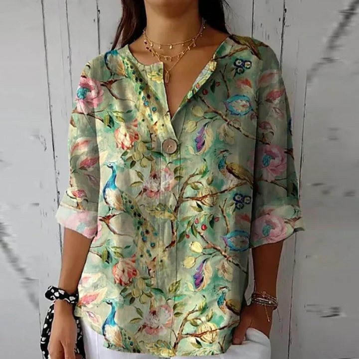 Women's Floral V-Neck Summer Blouse