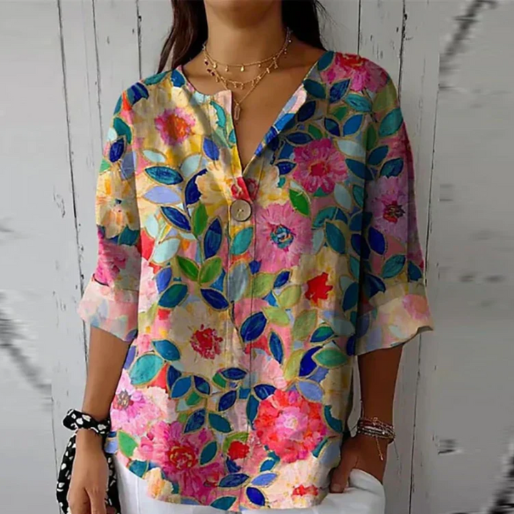 Women's Floral V-Neck Summer Blouse
