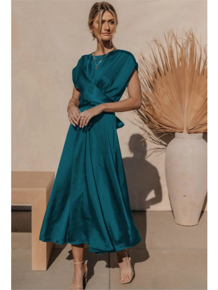 Women's Cross-Over Satin Dress