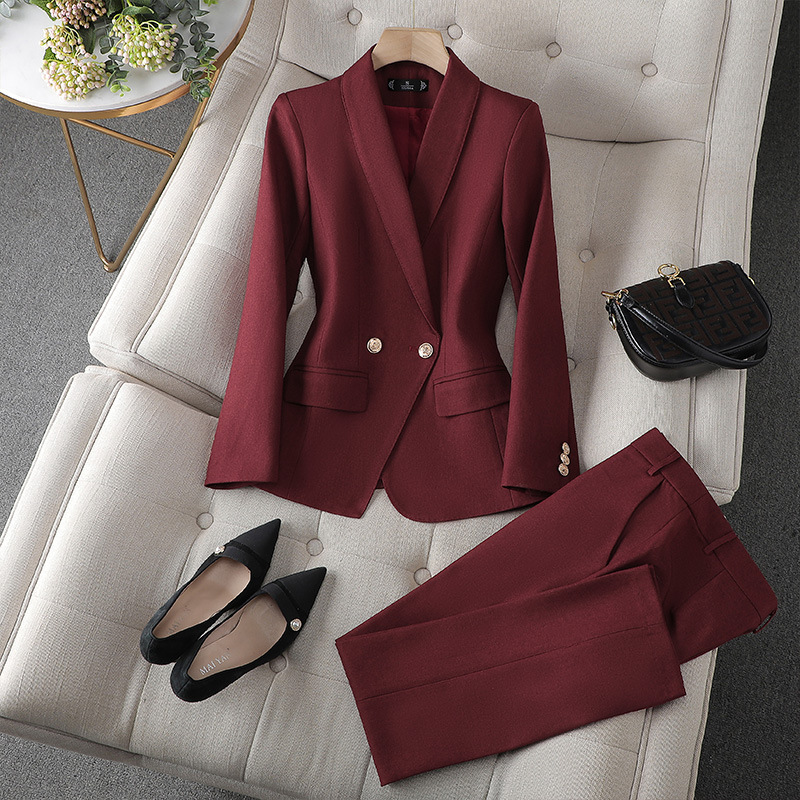 Sophia | Women's Tailored Blazer and Elegant Trouser Set Bordeaux Blazer and trousers