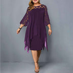 Stephanie | Women's 3/4 Sleeve A-Line Midi Dress Violet