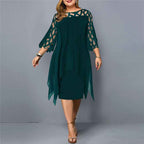 Stephanie | Women's 3/4 Sleeve A-Line Midi Dress Green