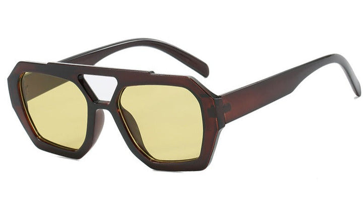 Meave | Women's Trendy Sunglasses Brown with yellow lenses