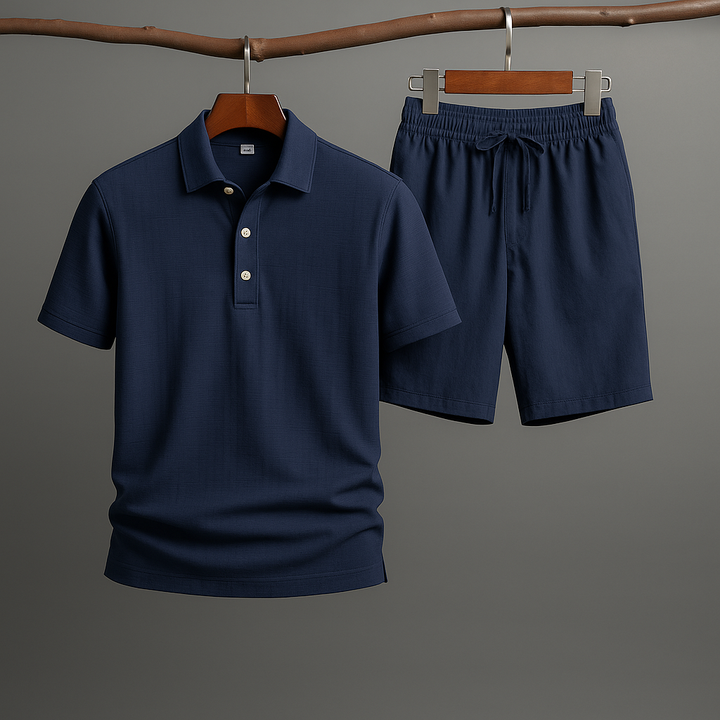 Oslo Linen Polo Outfit Navy