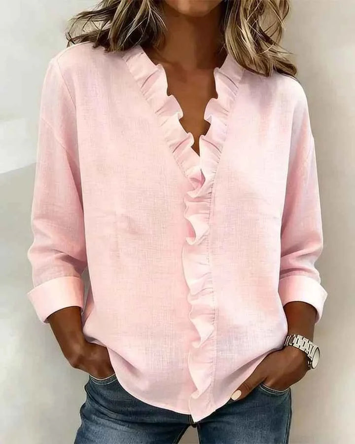 Women's Lightweight V-Neck Blouse Pink