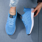 Women's Casual Knit Walking Sneakers with Lacing Sky Blue