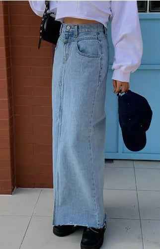 Women's Slit Maxi Denim Skirt