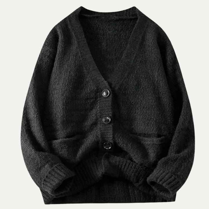 Women's V-Neck Button Knit Cardigan Gray