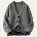 Women's V-neck Ribbed Cuffs Cardigan Winter Essential Knitwear Black