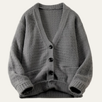 Women's V-neck Ribbed Cuffs Cardigan Winter Essential Knitwear Black