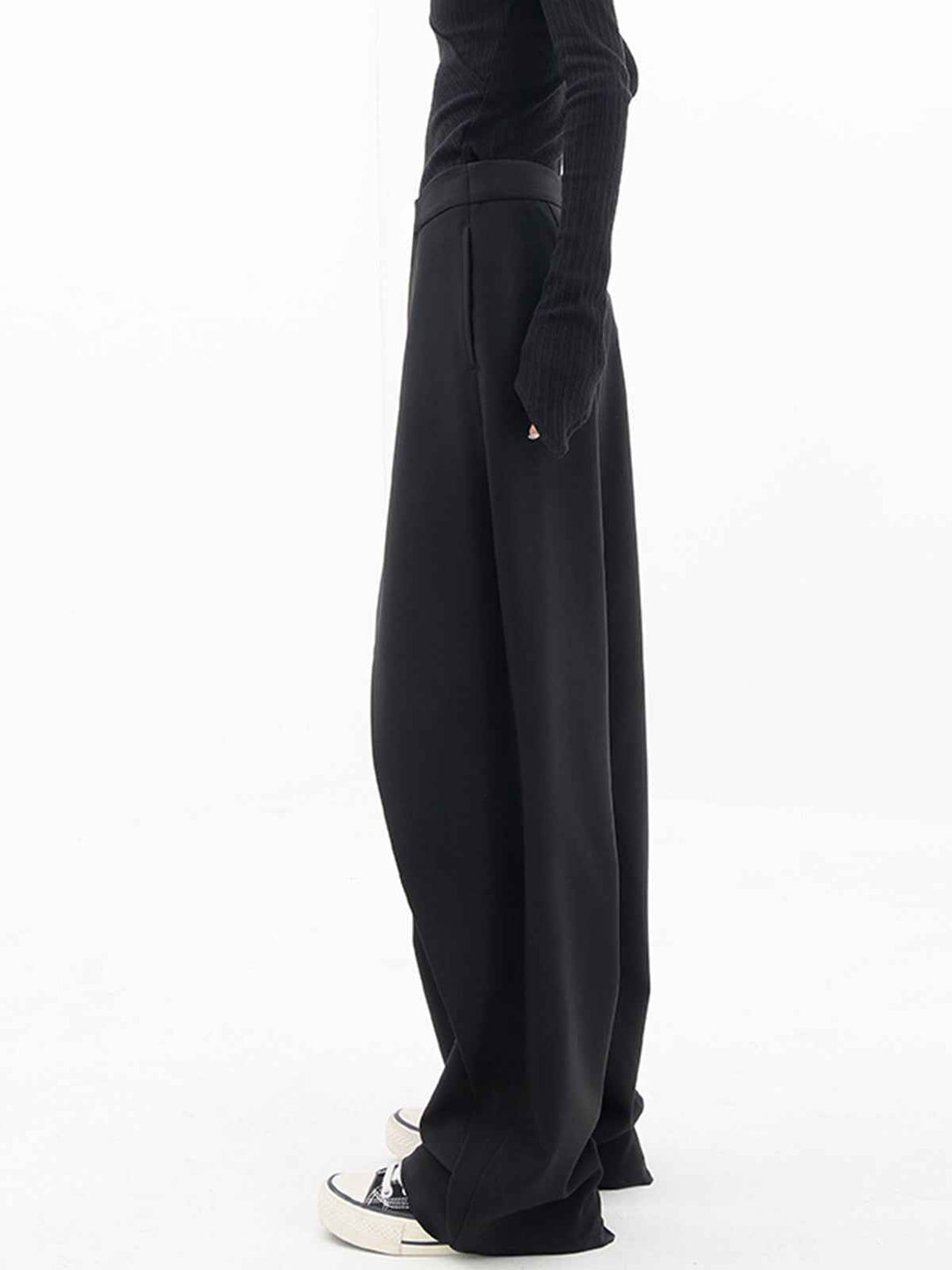 Women's High Waist Asymmetrical Wide Leg Pants - Elegant Fit