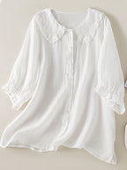 Women's Loose Fit Ruffle Collar Shirt