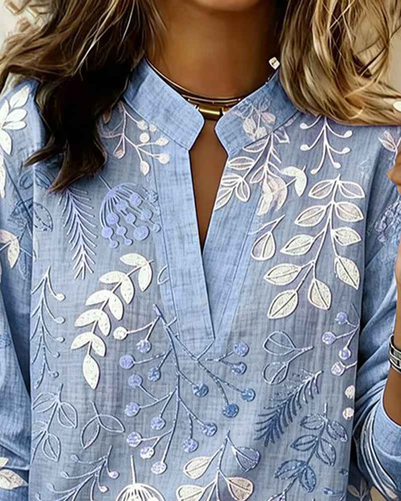 Women's Soft Touch Floral V-Neck Blouse in Pastel Colors