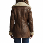 Women's Winter Leather Shearling Coat - Warm & Stylish Outerwear