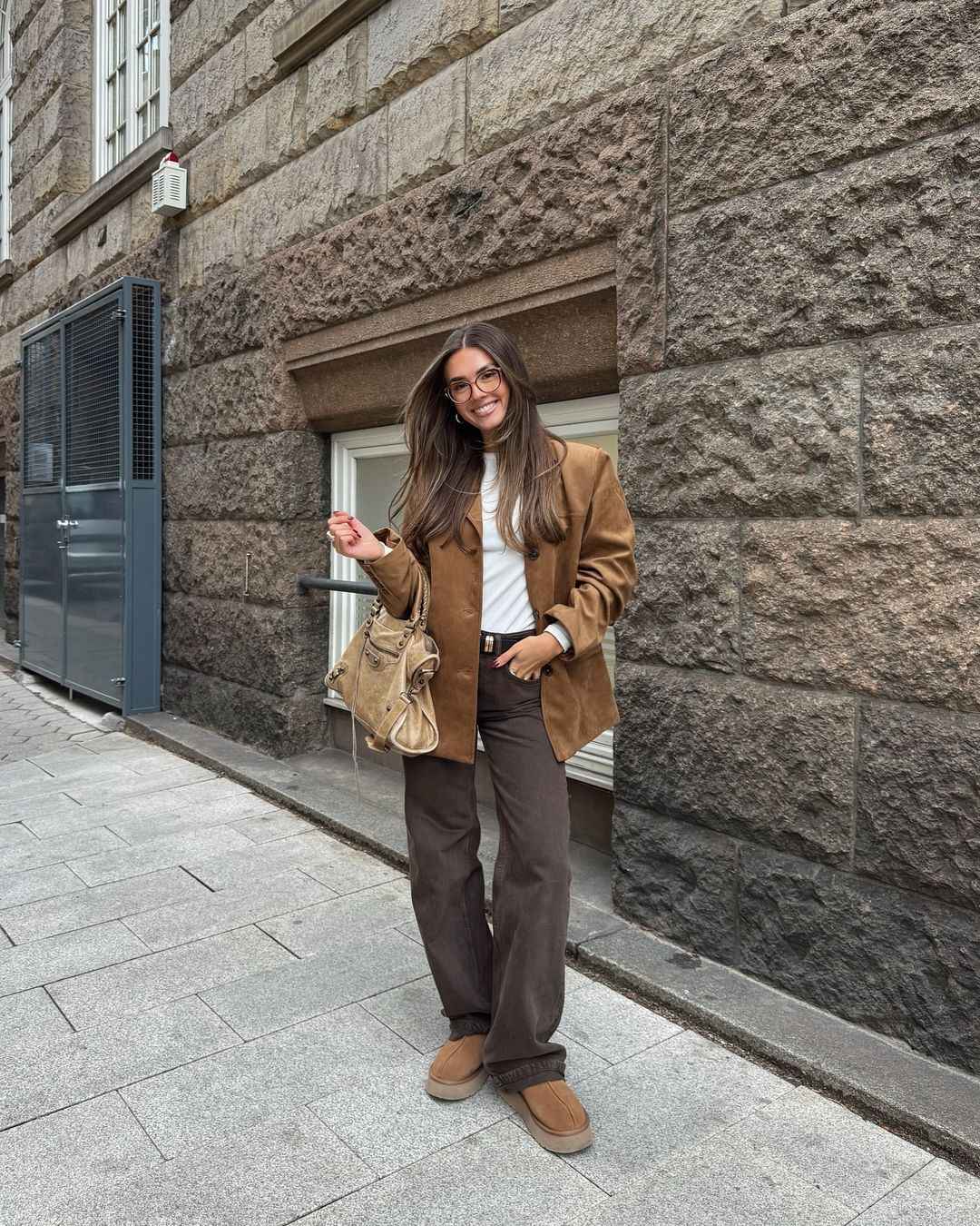 Women's Suede Blazer - Single-Breasted, Straight Fit, Notch Lapel, Long Sleeves