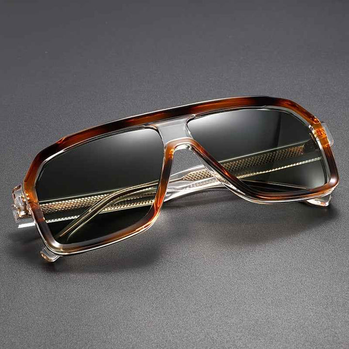 Large Shield Aviator Sunglasses Brown