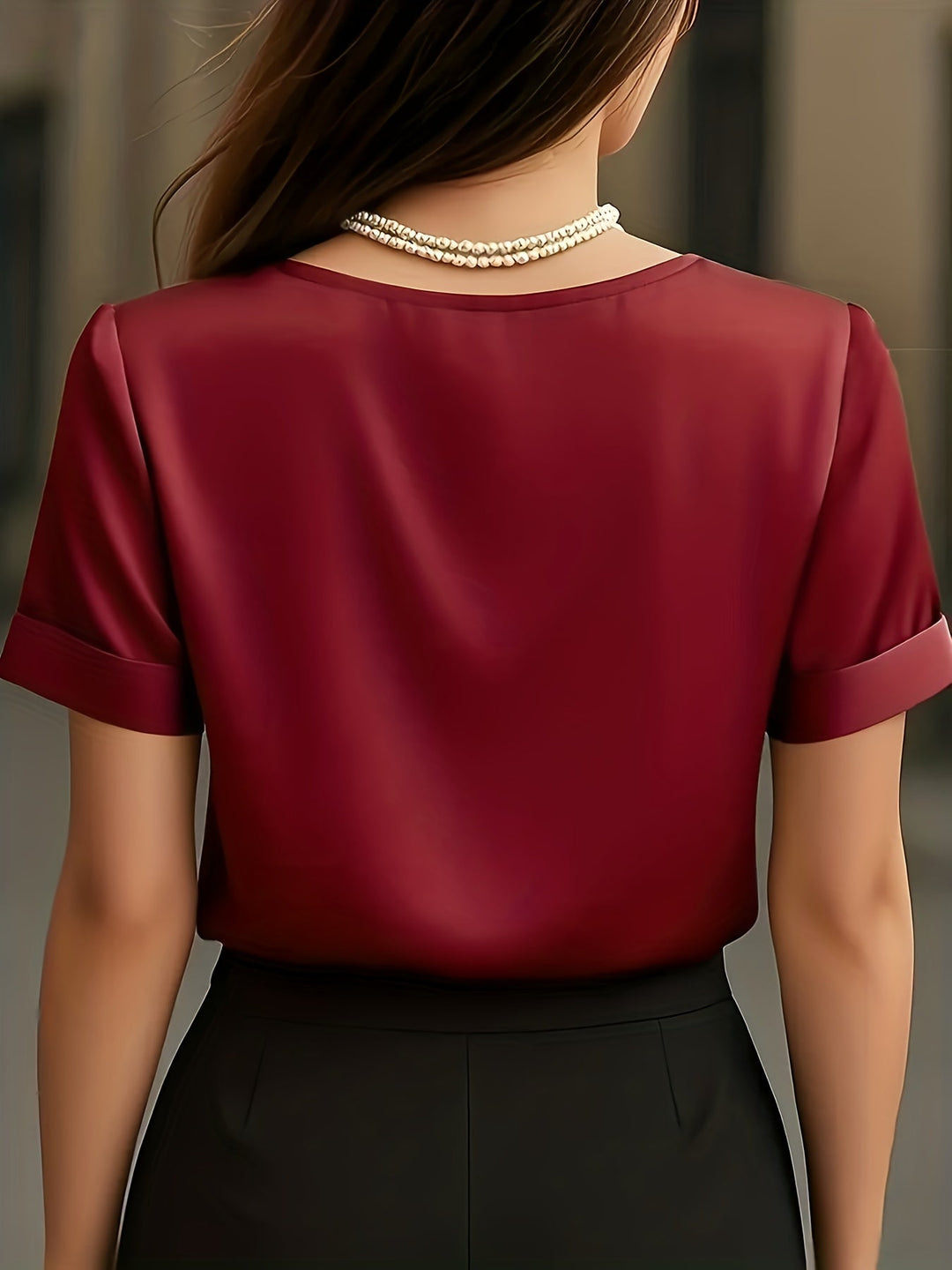 Women's Draped V-Neck Blouse