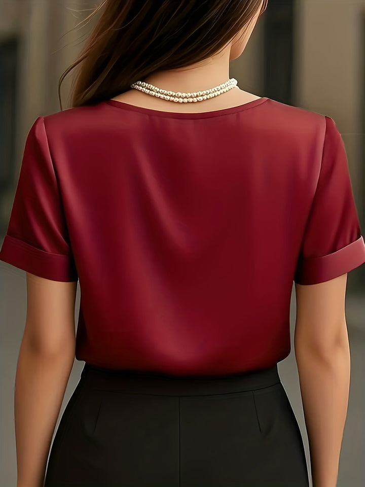 Women's Draped V-Neck Blouse