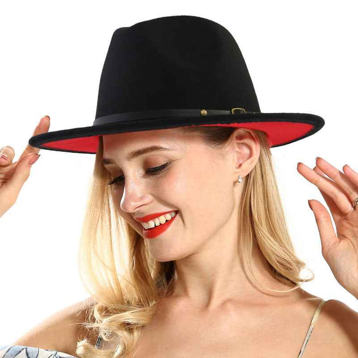 Stylish Color-Block Fedora Hat for Trendy Jazz Lovers