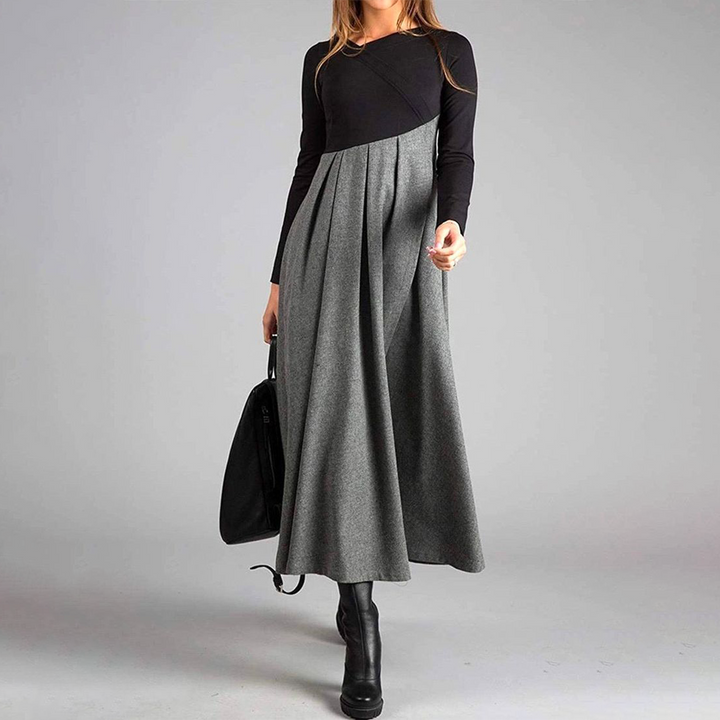 Women's Elegant Long Sleeve Maxi Dress for Any Occasion Black Grey