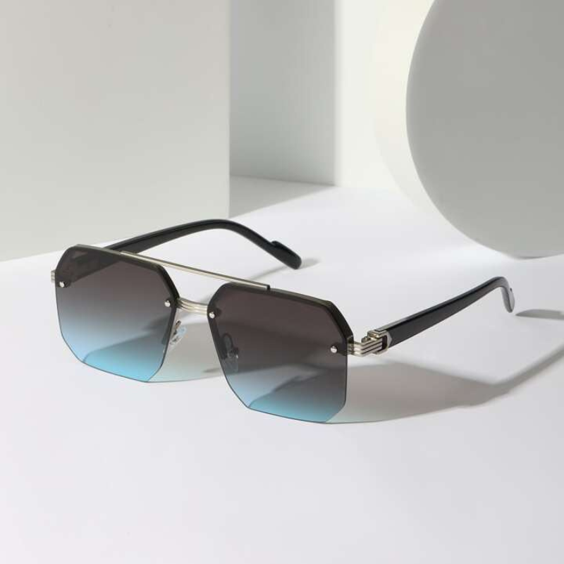Polarized Semi-Rimless Sunglasses for Ultimate Style and Protection Black Blue
