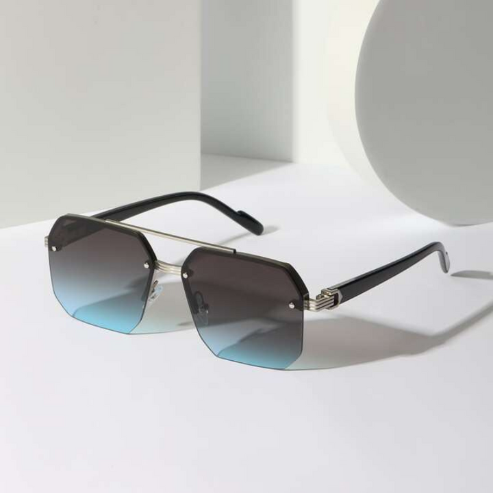 Polarized Semi-Rimless Sunglasses for Ultimate Style and Protection Black Blue