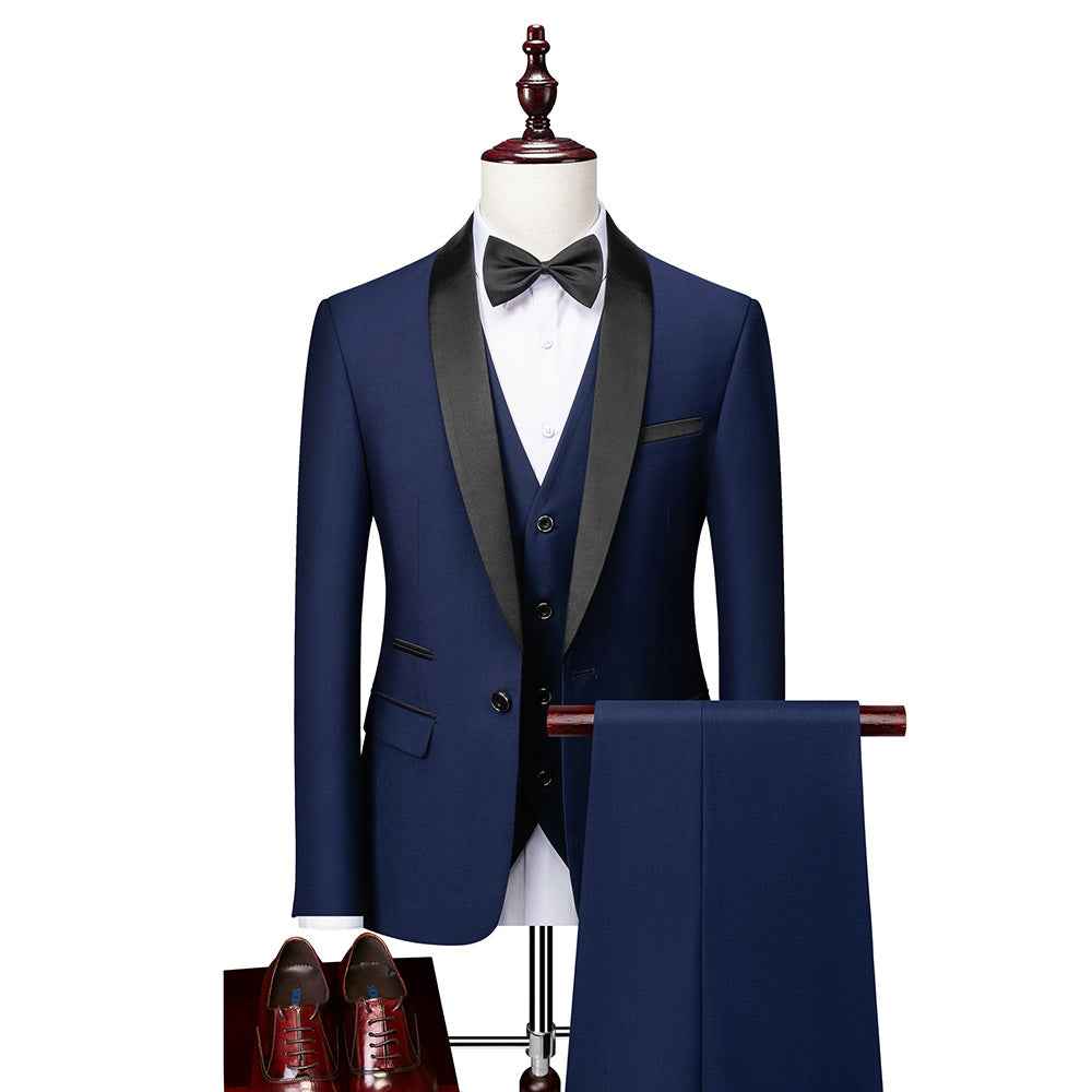 Men's Slim Fit 3-Piece Suit Set Blue