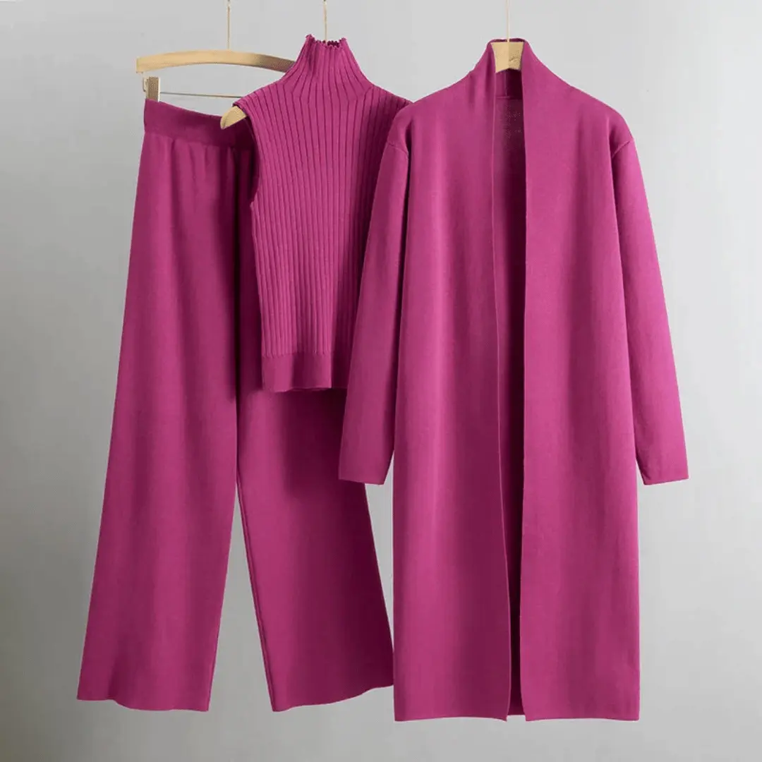 Women's 3-Piece Set - Stylish and Versatile Outfit Pink One Size