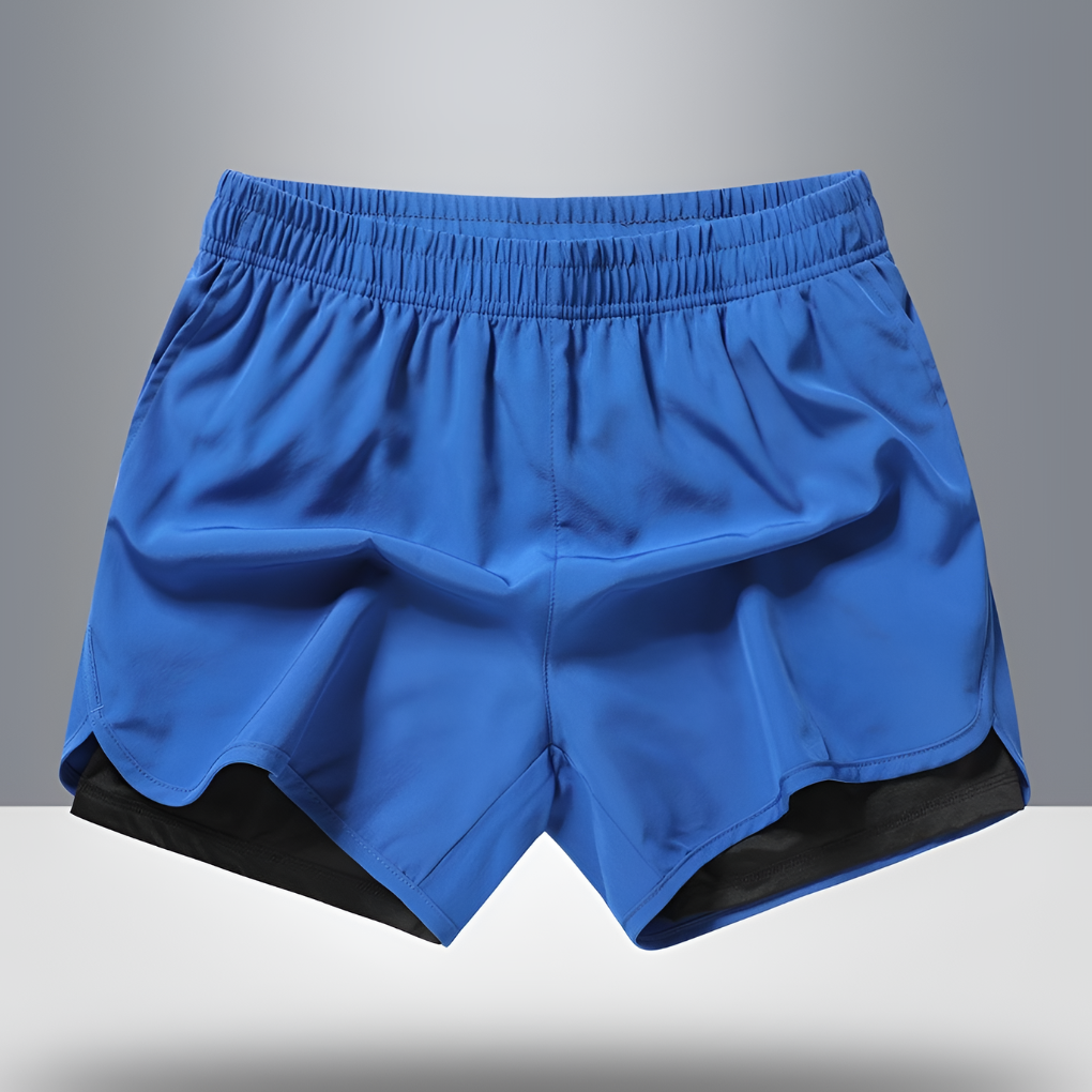 Men's Quick-Dry Running Shorts with Zipper Blue