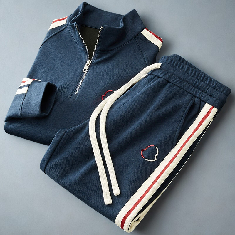 Trendy Quarter-Zip Tracksuit Set Royal Navy
