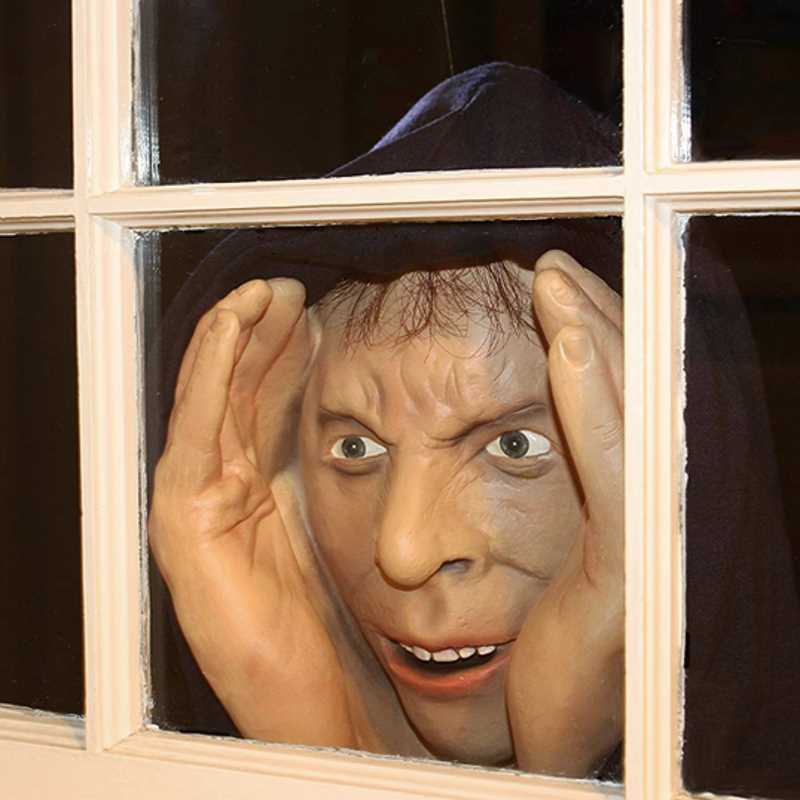 Halloween's Creepy Window Peeper Figure with Suction Cup and Realistic Face
