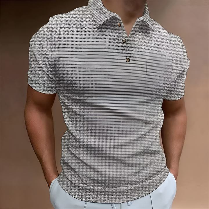 Men's Short-Sleeve Half-Zip Casual Polo Top Grey