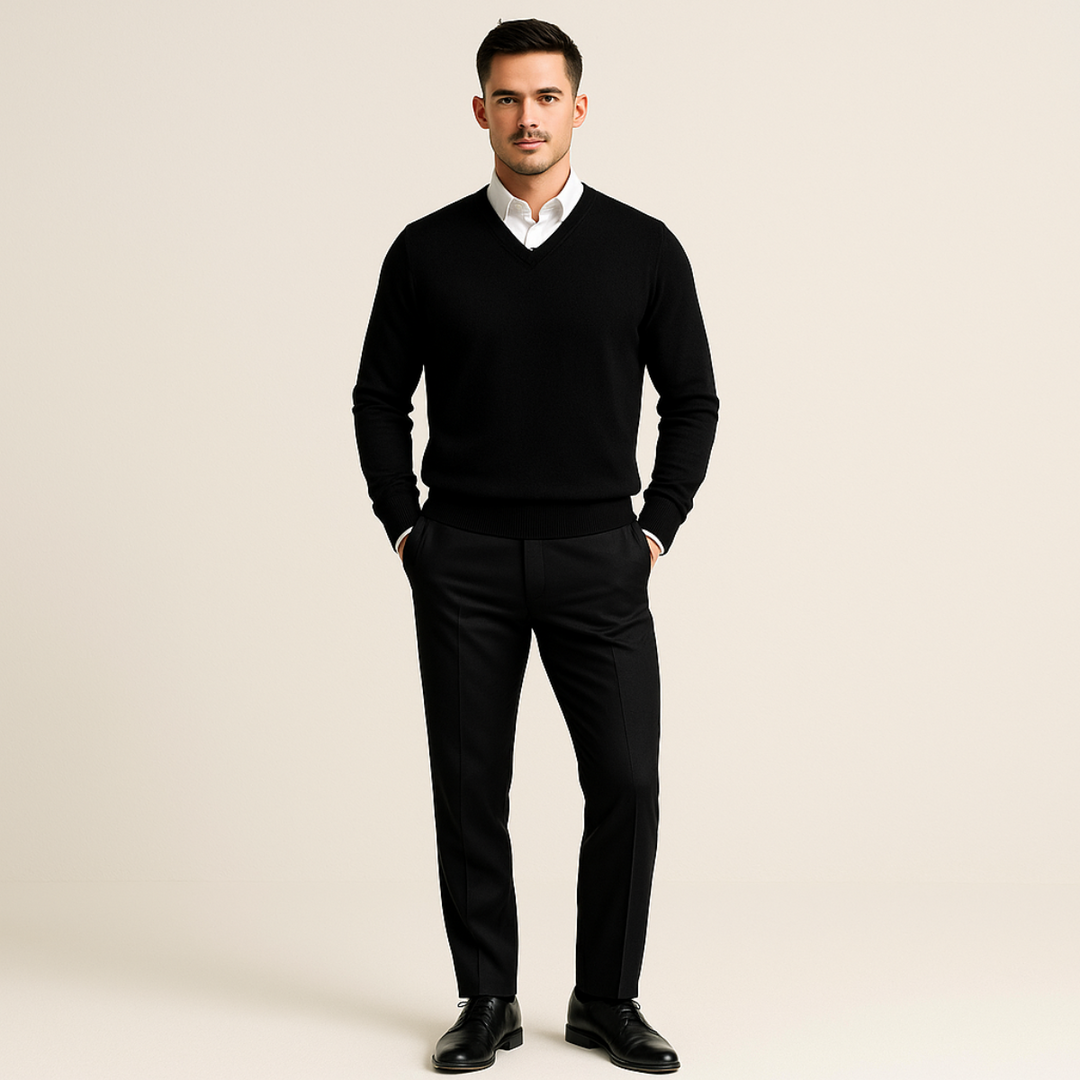 Men's V-Neck Knit Pullover Sweater