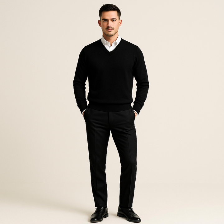 Men's V-Neck Knit Pullover Sweater